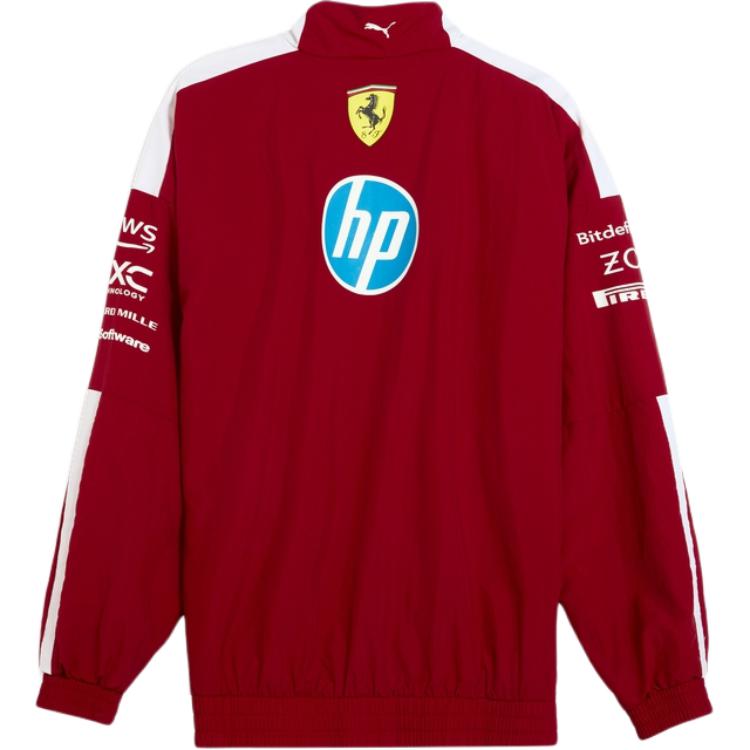 Puma Ferrari Sf Drivers Oversized Jacket Retro Sports Style Logo Print Stand Collar Zip Jacket Men Jacket Deep-Red 713572-01