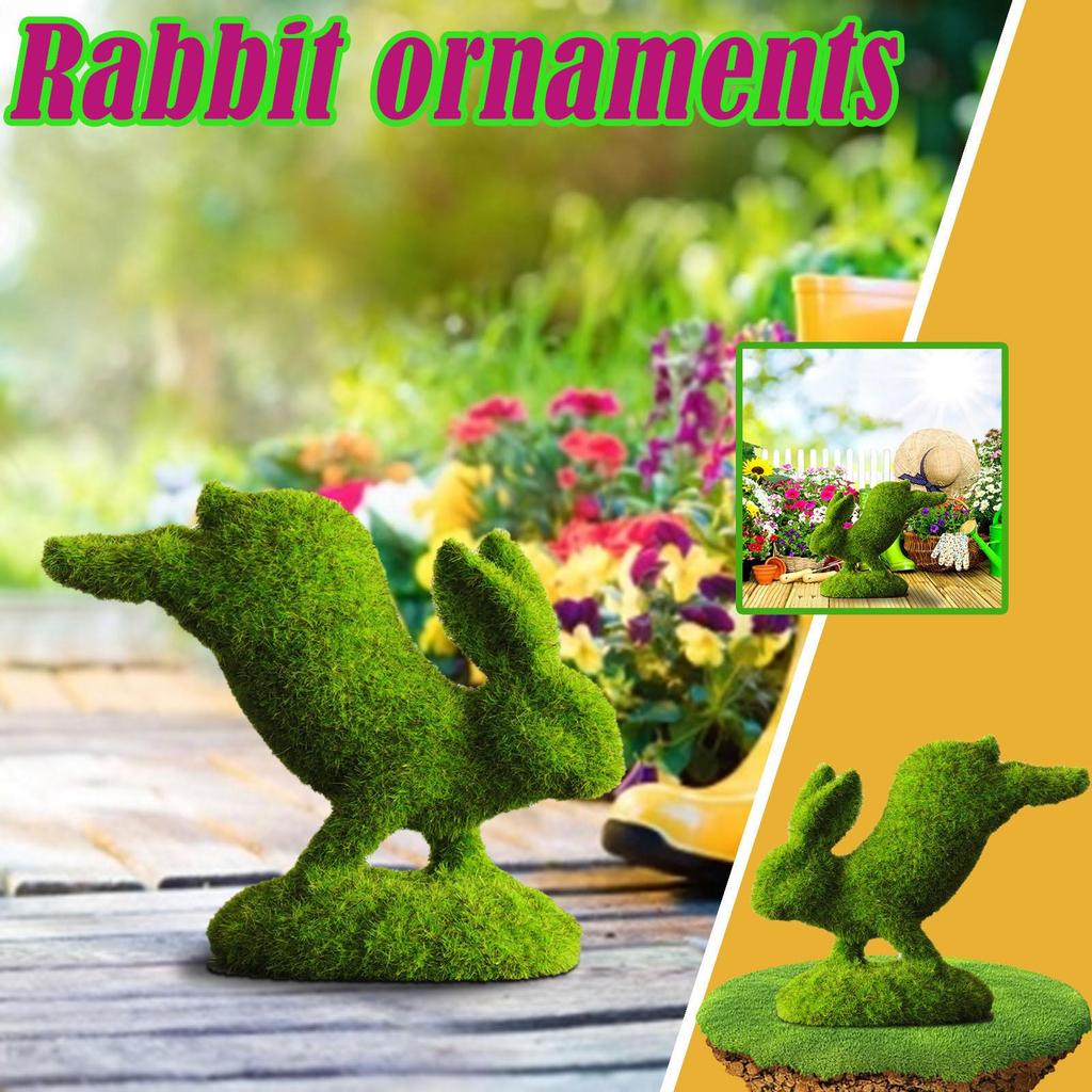 Buy 1PC Flocked Rabbit Easter Decor Resin Garden Bunny Statue Easter ...