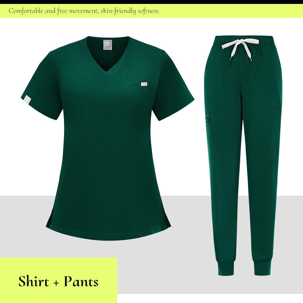 Sjuksköterskeskrubbdräkt i åtta färger - Andningsbar, Svettabsorberande Damuniform för Djursjukhus