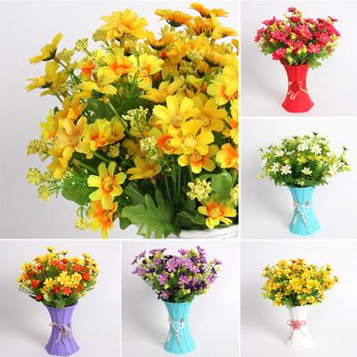 1 Strauß 28 Köpfe Getrocknete Künstliche Falsche Seidenblumen Bündel Bouquet Zuhause