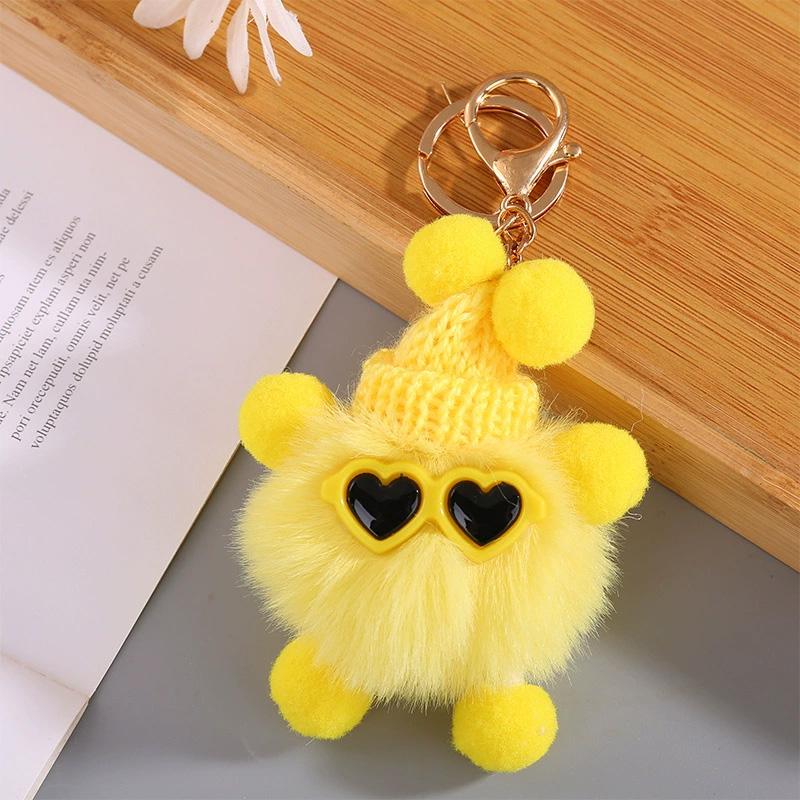 1PC Elfin Cute Backpack Charm Multicolor Plush Handbag Decoration Small Briquettes Keychain Key Chains