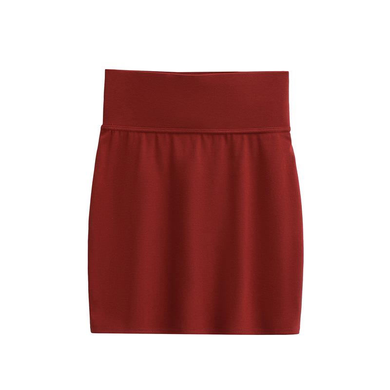 

Chic High-Waisted Slimming Retro Skirt - Women s Elastic Hip-Hugging Short Skirt for Spring & Autumn Small вина червоного кольору