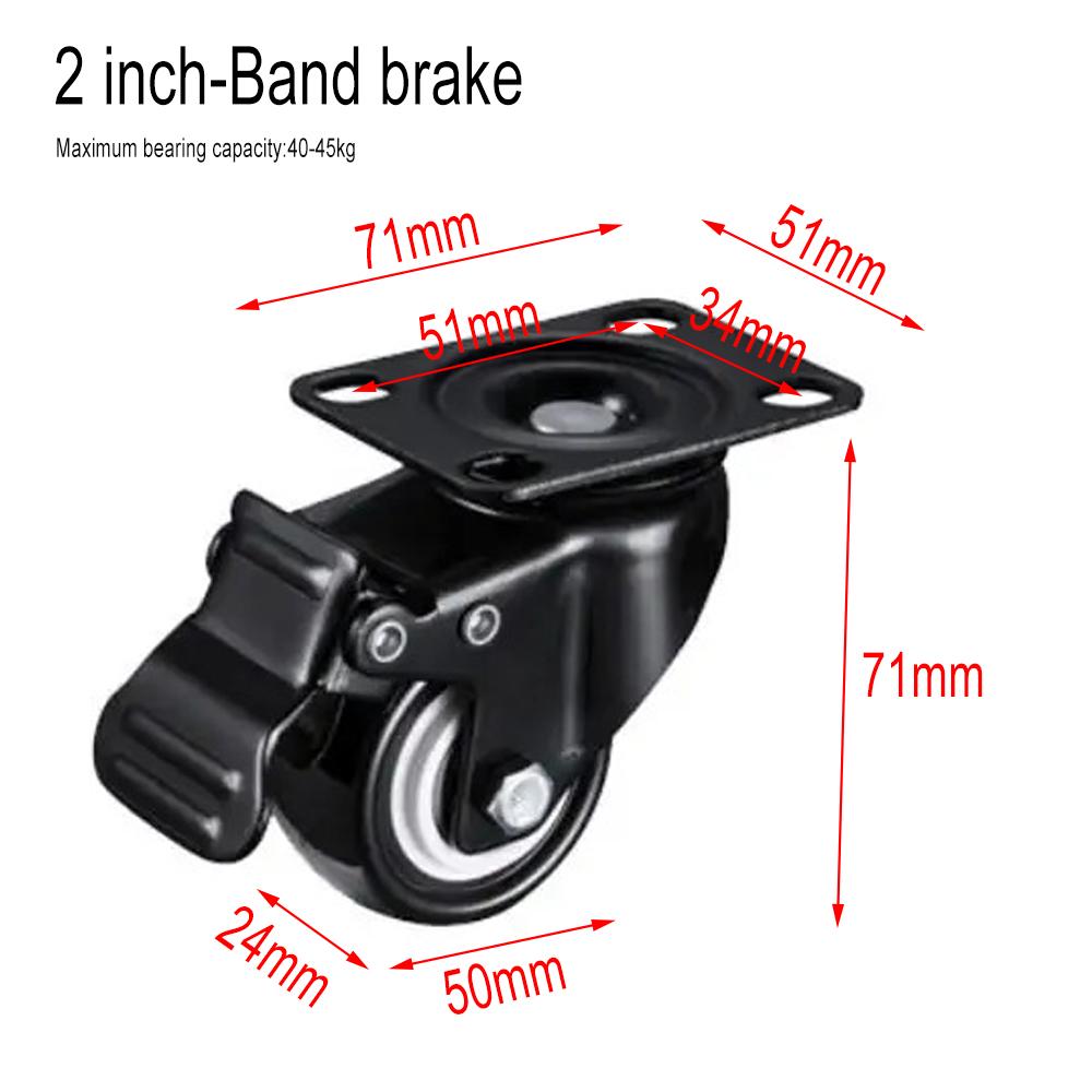 Heavy Duty Casters Rubber Wheels Rollers For Furniture Wheel Caster Wheels 360° Caster Wheel Industrial With Brake 1.5/2 Inch