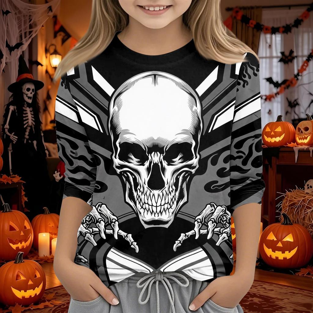Kids Halloween 3/4 Sleeve T-Shirt for Boys and Girls