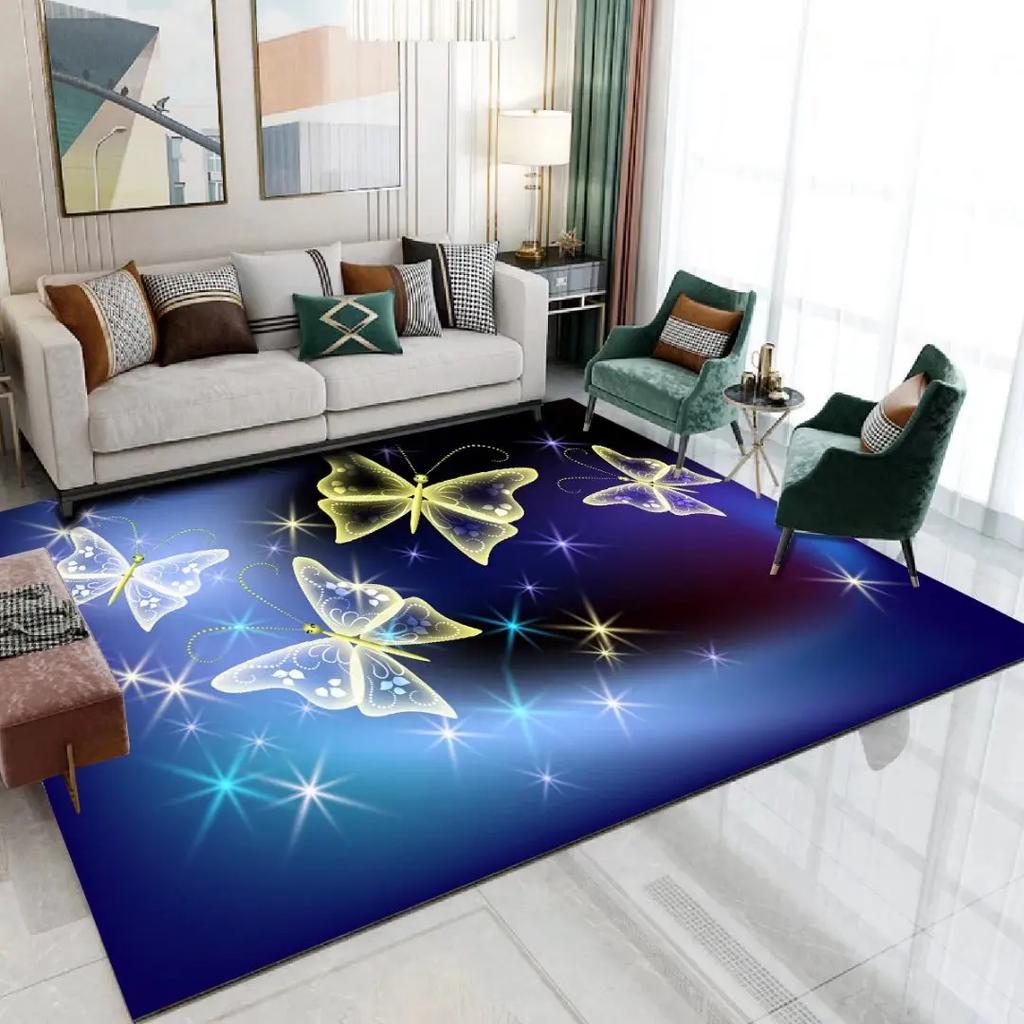 3D Print Dream Butterfly Carpet Children Bedroom Decor Floor Mat Soft Anti-slip Living Room Carpets Home Decoration Area Rug