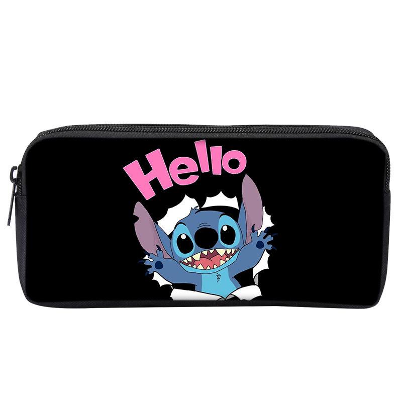 Anime Peripheral Stitch Stitch Pencil Bag Single Layer Pencil Bag Student Children'S Stationery Bag Cartoon Printing Pencil Bag