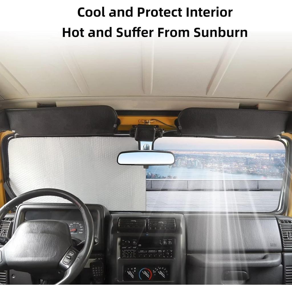Windshield Sunshade Sun Shade Visor Mat for Jeep Wrangler TJ JK JKU Rubicon Sahara X Sport 1996-2018Windshield Sunshades 1