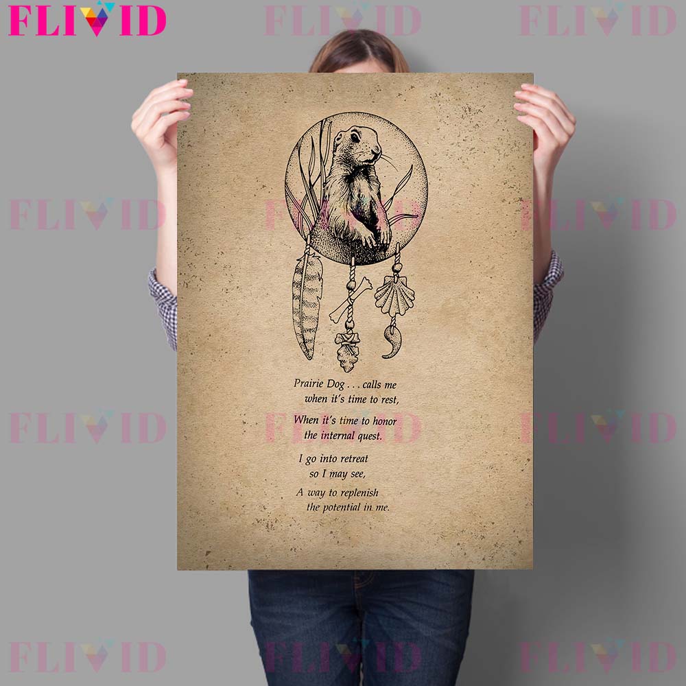 Animal Wizardry Magic Wall Art Oil Painting Totem Faith Retro Poster Crow and Wolf Art