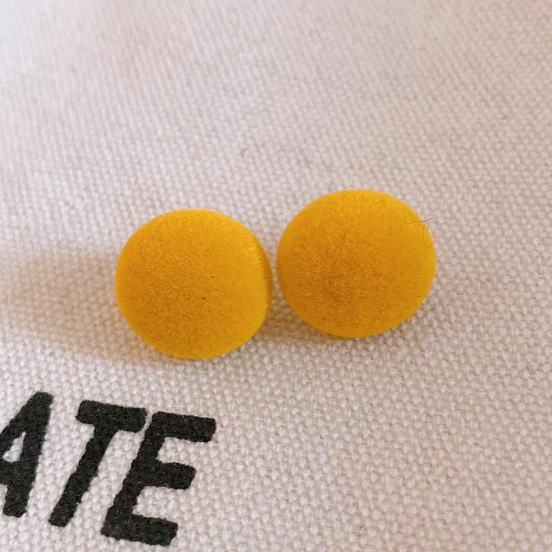 Silver Needle Flocked Round Square Stud Earrings: Elegant and Versatile High-End Jewelry