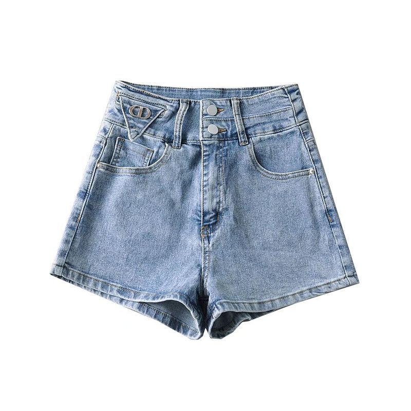 Ur Washed High Waist Metal-Decorated 3-Color Denim Shorts