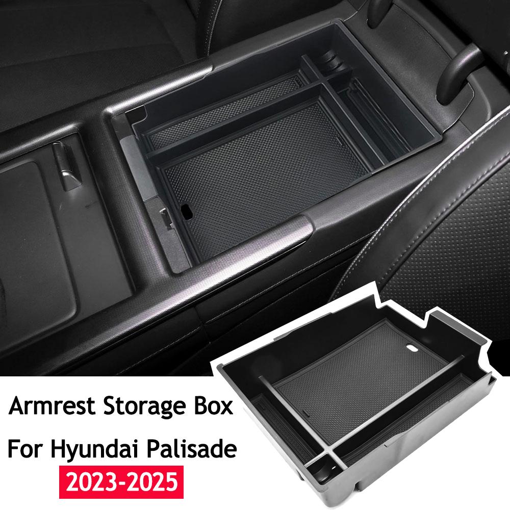 For Hyundai Palisade 2025 2025 2025 Car Storage Box Abs Black Center Console Organizer Tidying Car Interior Accessories