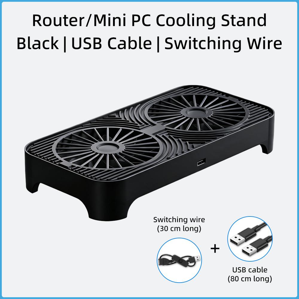 Router Cooling Stand Dual Fan USB Powered Silent Heat Dissipation Base for WiFi Router TV Box Set Top Box Modem Mini PC