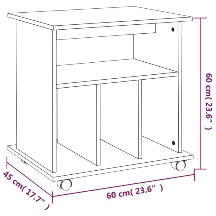 VidaXL Armoire roulante Sonoma gris 60x45x60 cm Bois d'ingénierie 826355