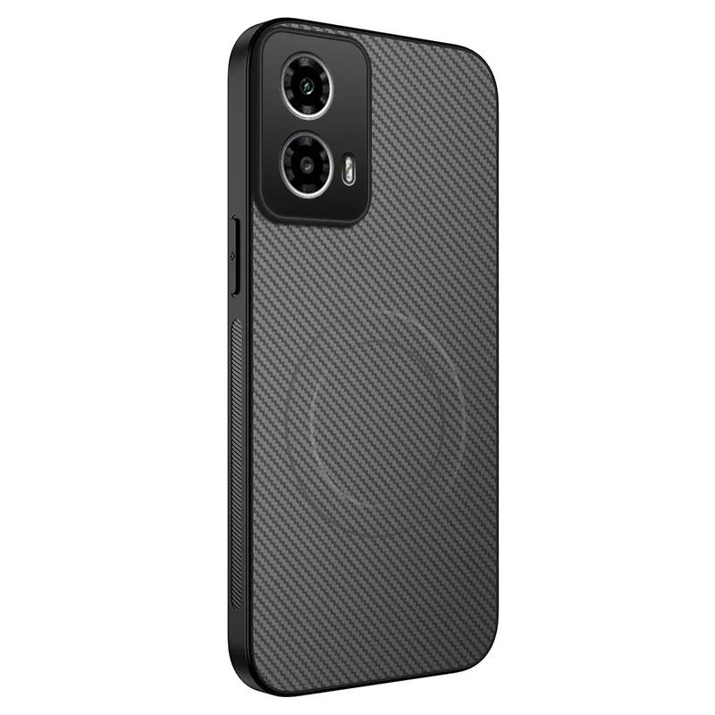 Pouzdro s texturou karbonových vláken s magnetickým bezdrátovým nabíjením pro Motorola Moto Edge 50 NEO 50 Fusion 50 Ultra Ochranný silikonový kryt proti pádu
