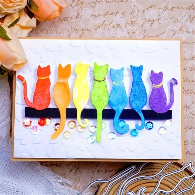 Cats Kitten Cutting Dies Metal Embossing Stencils Carbon Steel Die Cut Templates for Card Making Photo Album Decoration