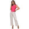 Women'S Heart Print Pants Pajama Set Crewneck Ruffle Cap Sleeve