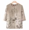 Elegant Chinese Summer Outfit: Short-Sleeved Top & Two-Piece Set for Middle-Aged and Elderly Women