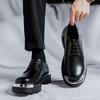 Derby leather shoes men's niche high sense round head heightening iron head men's casual versatile commuter big head leather shoes 8797-R