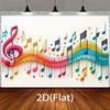 2D Musical Staff Backdrop, Watercolor Colorful Notes Background Cloth for School Music Event Decoration