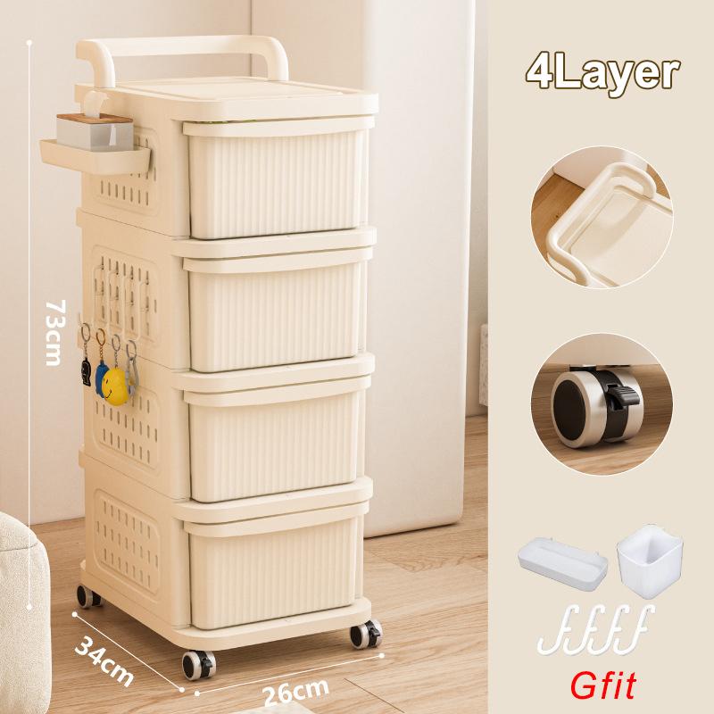 Household Pegboard Plastic Trolley Drawer Snack Toy Cabinet Living Room Bedroom Study Multi-Layer Storage Cabinet