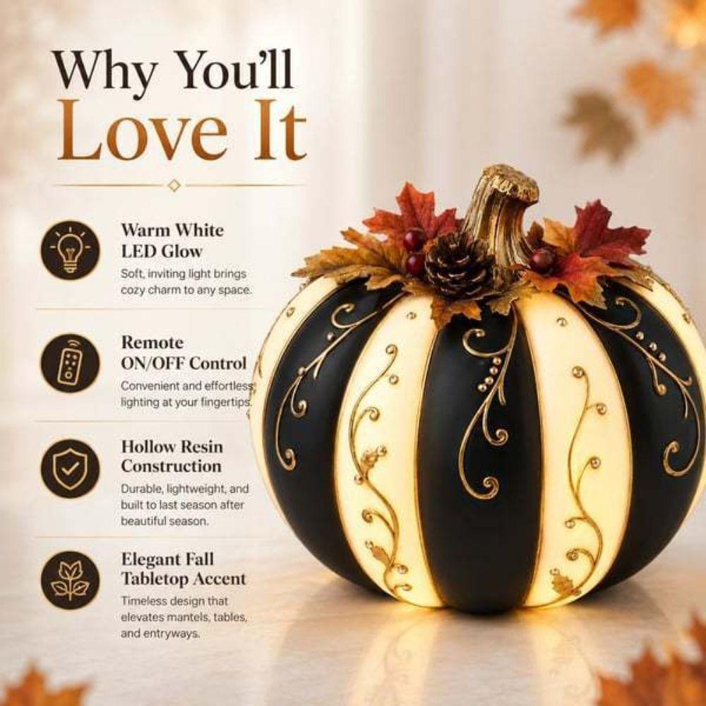 Goldenes Muster Kürbis Dekoration Schwarz Weiß Gestreiftes Design Halloween Ornament Heimdekoration