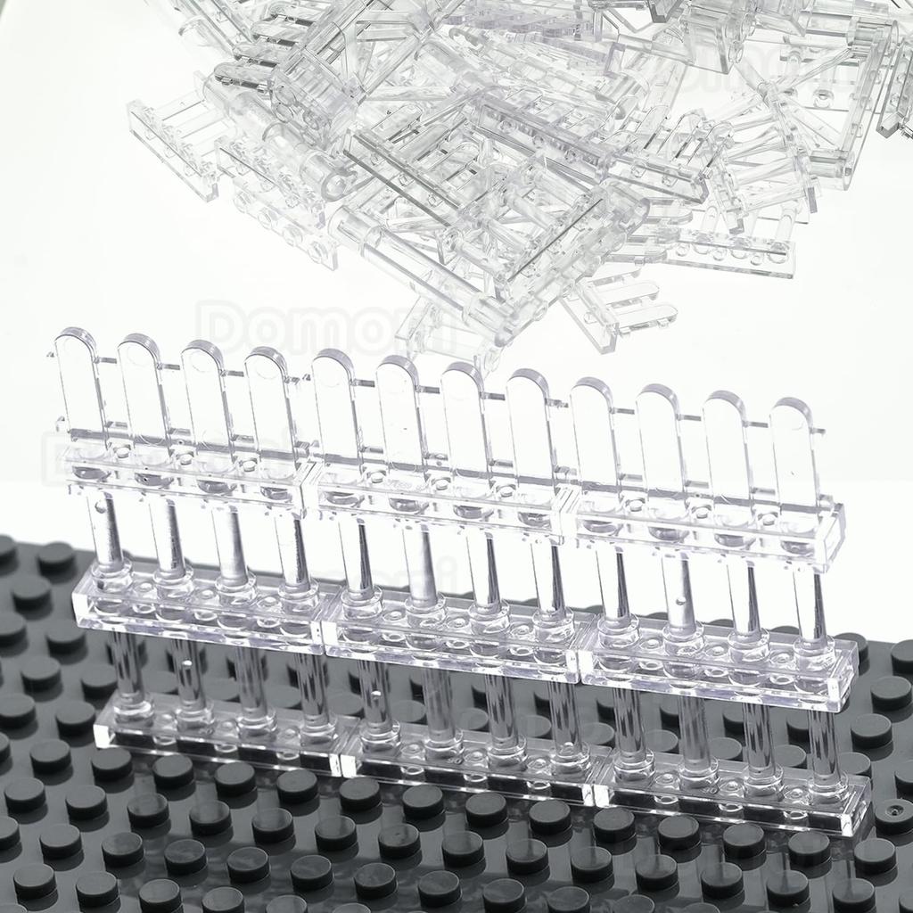 Domoni Clear Mock Farm City Building Block Set with Picket Fence Accessories Compatible with Lego Creative Blocks for Kids 66-Piece & -