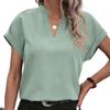 Women's Summer Simple Fashion V-neck Short-sleeved Linen Shirt Shirt