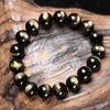 QianKao Crystal Gold Eye Obsidian Bracelet Gold Obsidian Men and Women Bracelet Couple Jewelry Obsidian Bracelet Birthday Gift(Gold Obsidian Single