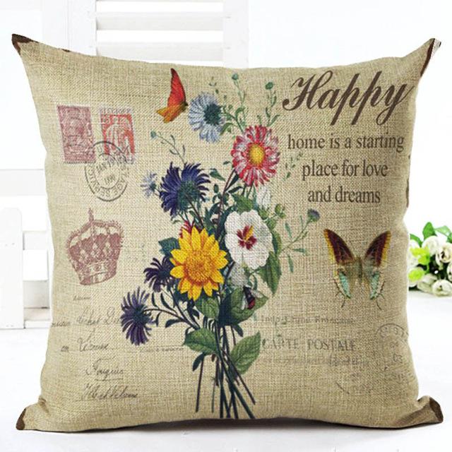 European Building Cushion Cover Cotton Linen Pillow Case American Painting Sofa Decorative Pillowcase Home Accessories Cover