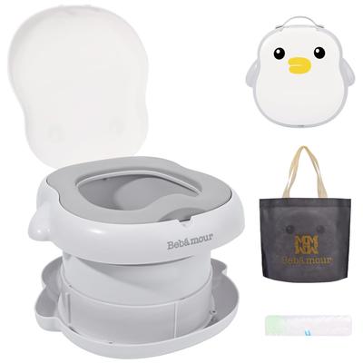 Bebamour Folding Potty Seat for Toilet Training, Supports Toddlers and Children, Includes Potty Seat (Gray Penguin)