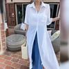 Summer Ins Style Solid Color Lapel Shirt Skirt Single-breasted Versatile Lazy Style Dress