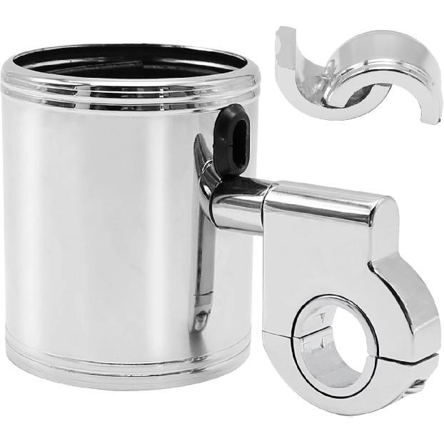 200 Chrome Handlebar Mount Motorcycle Metal Cup Holder Rotate 360 Degrees