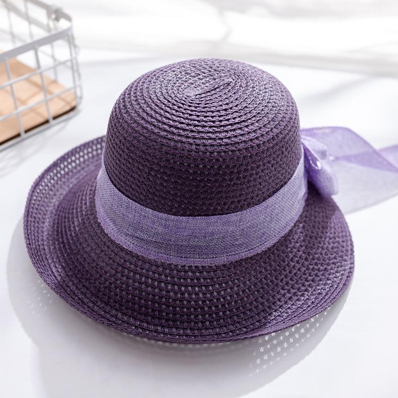 Straw Hat Women'S Summer Sunscreen Visor, Big Brim Sun Hat, Upturned Bow, Cool Hat, Beach Travel Stall