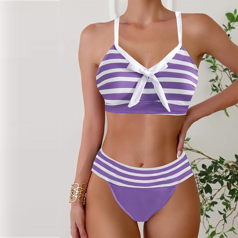 

Женские купальники танкини, 2 предмета, купальник в полоску, купальные костюмы для отпуска 6XL фиолетовый