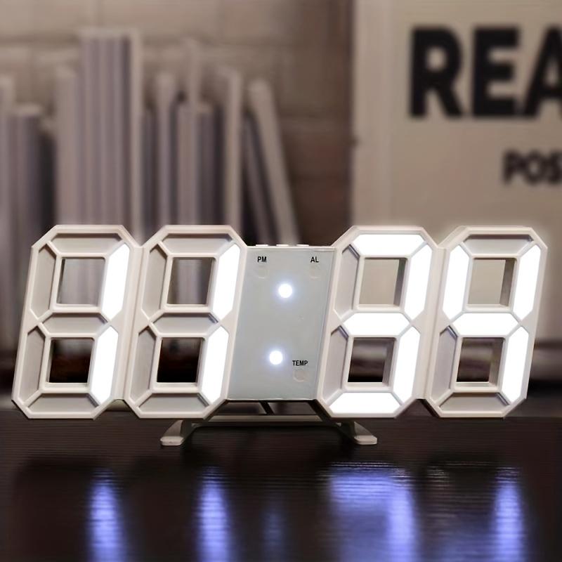 3D LED Wall Clock: Modern Digital Design with Nightlight & Luminous Alarm for Living Room Decor