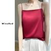 DAYCLOSET Satin Tops2132 Wine Women's Camisole, Sheer, Cupless, Thin, (JP, Alphabet, M, Standard, Red)