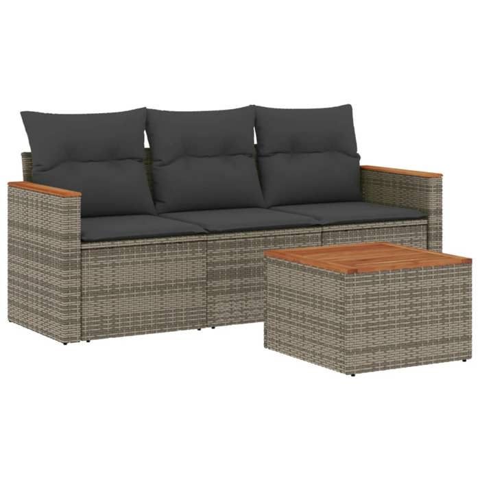 VidaXL Garden Lounge Set with Cushions 4 Pcs, Patio Sofas, Patio Furniture Set, Outdoor Furniture, Grey 3225766