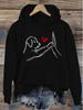 Women's autumn and winter casual loose warm personalized cat pattern printed suede long sleeved hooded sweatshirt
