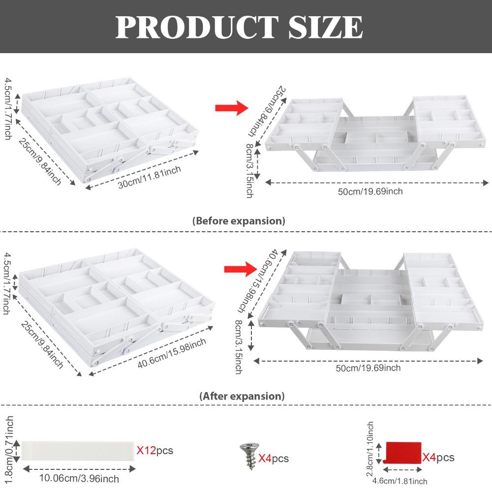 

Регулируемый органайзер для ящика, многосекционный ящик для хранения столовых приборов, расширяемый лоток для хранения, офисные принадлежности White-2 Row 2 Layers