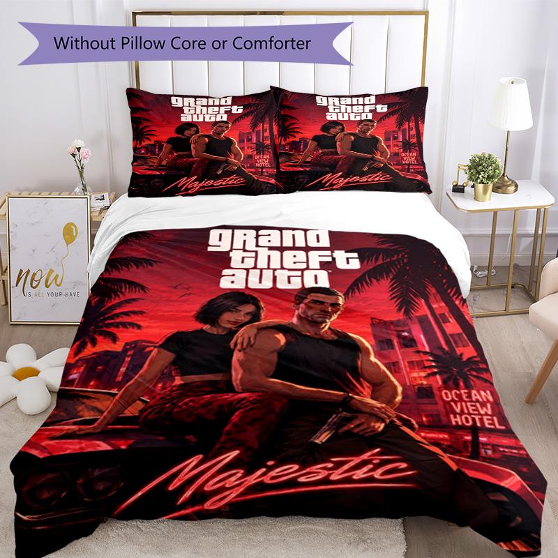 Grand Theft Auto Bedding Set Design for Bedrooms Machine Washable Christmas Gift