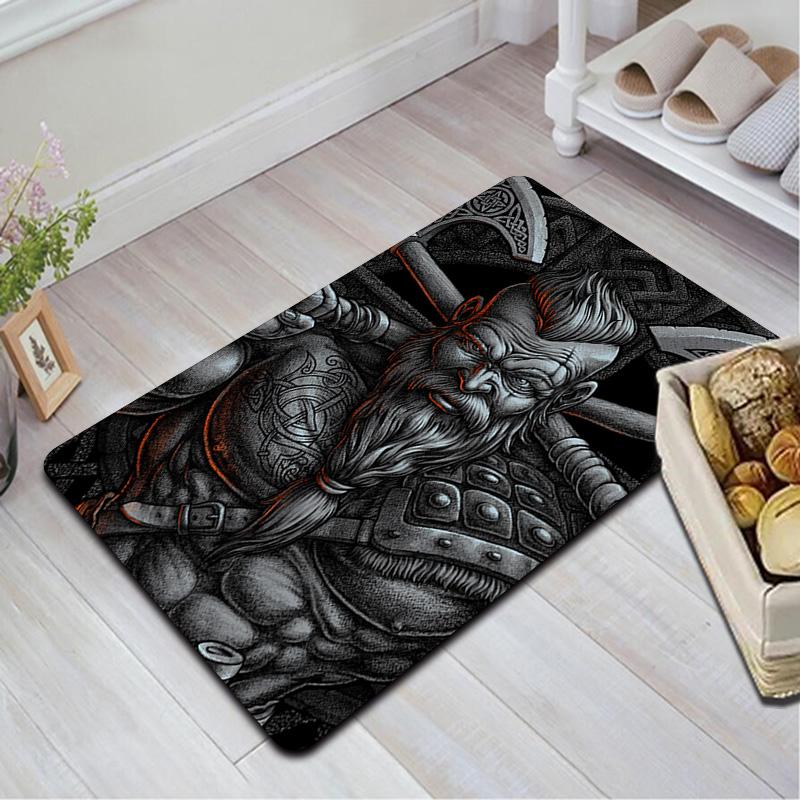Imposing Viking Warrior Rug Floor Mat for Living Room or Bedroom Soft and Comfortable Carpet a Gift for Birthday and Holiday.NFF0928202
