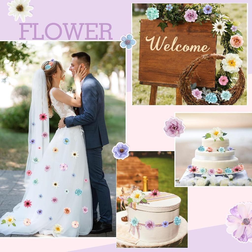 25Pcs/back Artificial Flowers Heads Silk Fake Flower for Valentine's Day DIY Gift Accessories Home Room Decor Wedding Decoration