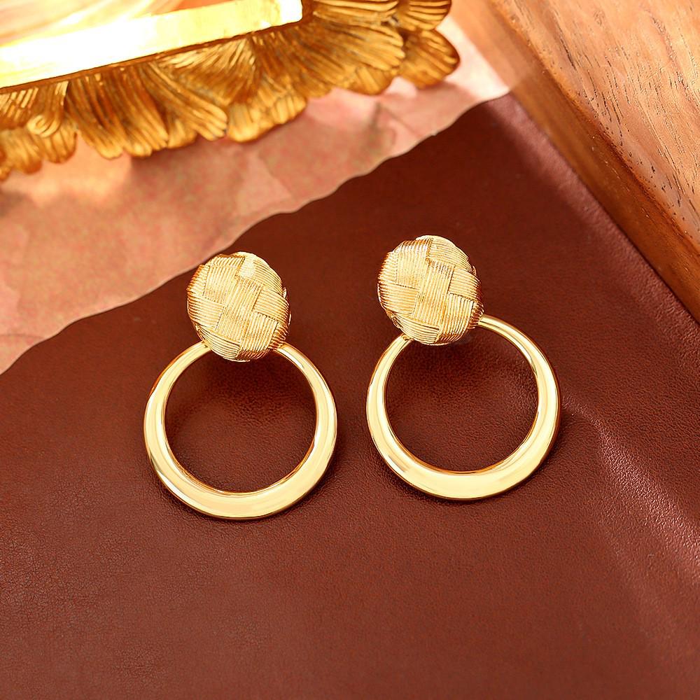 European & American Style Rhombus Earrings, Gold-Plated Copper, Minimalist INS Fashion Jewelry