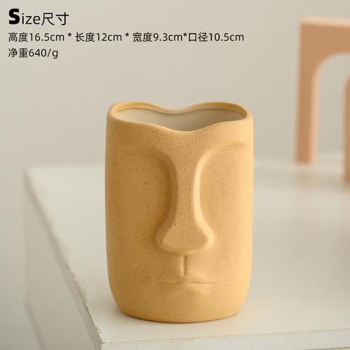 Creative Ceramic Face Vase Dried Flowers Plant Flower Pot Abstract Figure Head Vase Crafts Living Room Ornaments Home Decoration