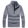 Men's Fleece Thicker Sweater Half Zipper Turtleneck Warm Pullover Slim Knitted Wool Sweaters Spring