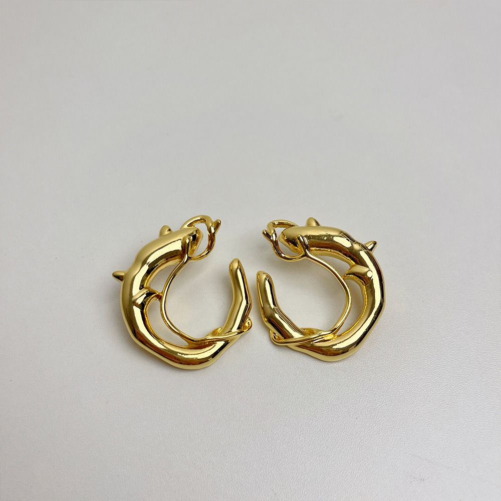 Exaggerated Carp Shaped Earrings Temperament Stud Earrings Round Metal Earrings  Holiday Party