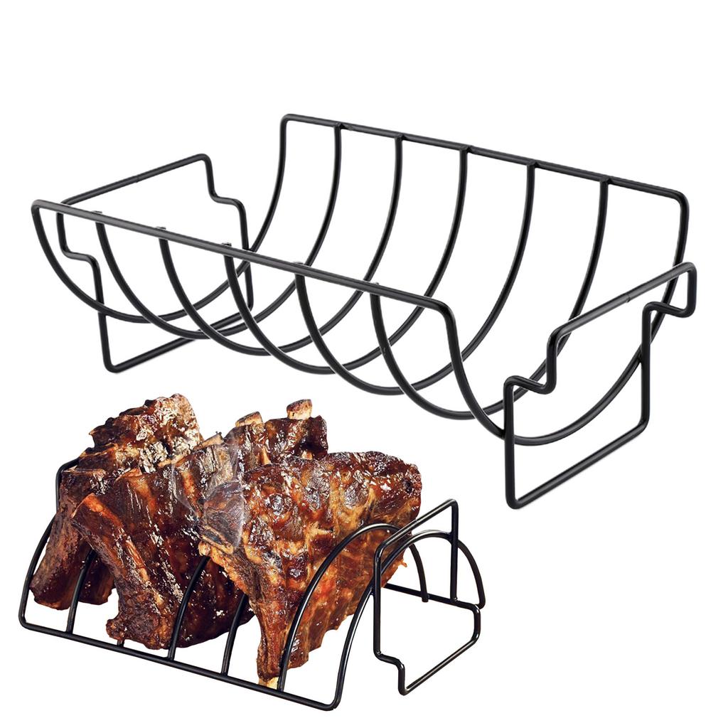 BBQ Rib Holder Metal Lamb Rib Grilling Stand Nonstick Chicken Rack BBQ Grill Accessories For Garden Barbeque Parties Family