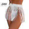 Softness Tassel Strap Skirt Women Sexy Beach High Waist Tassels Summer Quick Drying Solid Color Fringe Mini Party Costume Clubwear Short