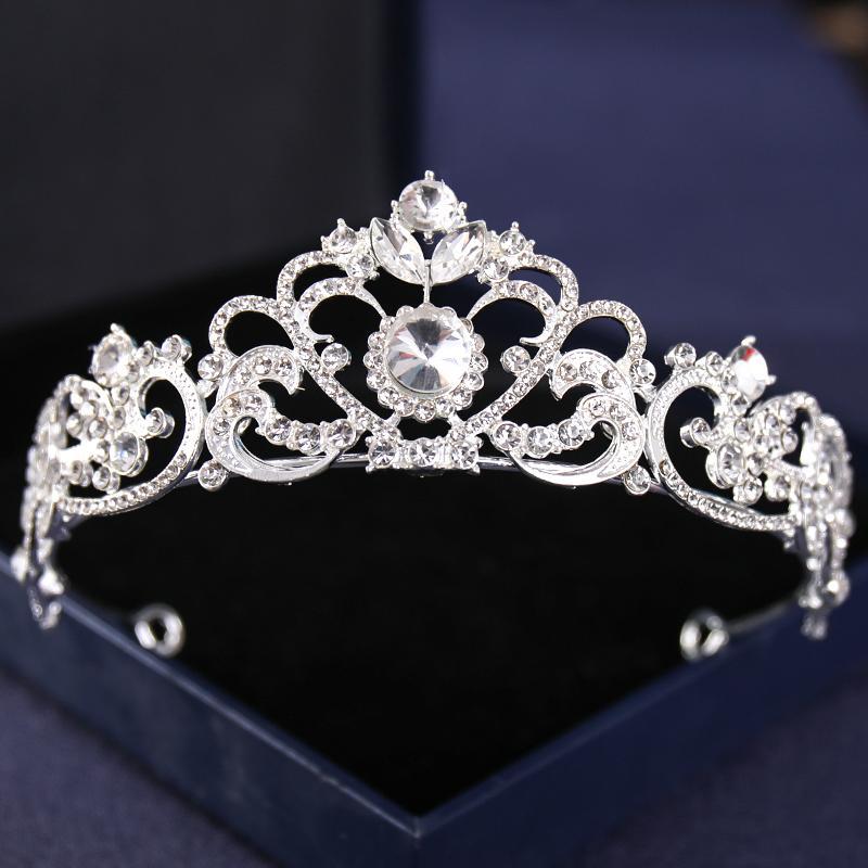 Silver Color Crysta Crowns And Tiaras Baroque Vintage Crown Tiara For Women Bride Pageant Prom Diadem Wedding Hair Accessories