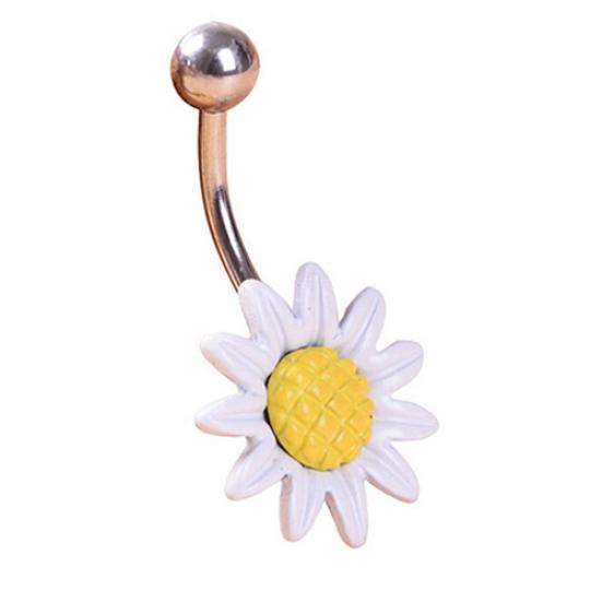 Sunflower Flower Bar Navle Barbell Ring Navle Piercing smykker